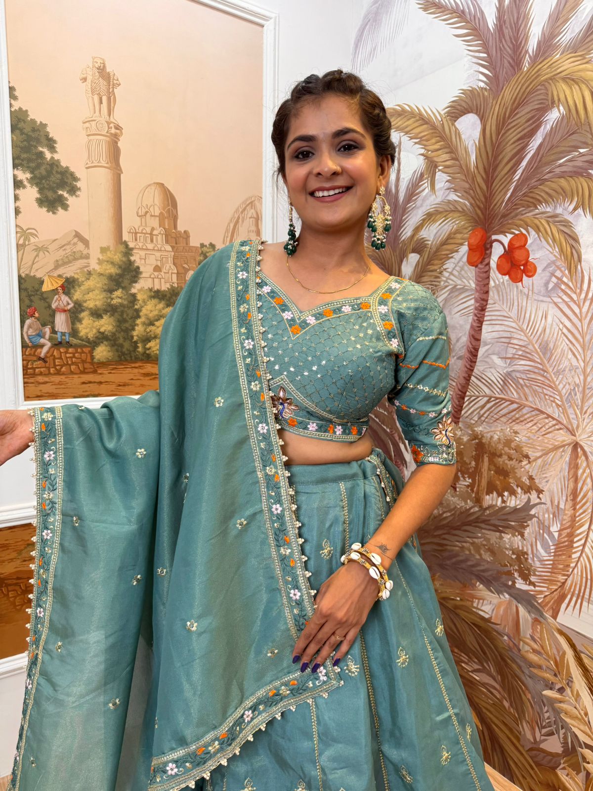 Sea Green Premium Shimmer Lehenga