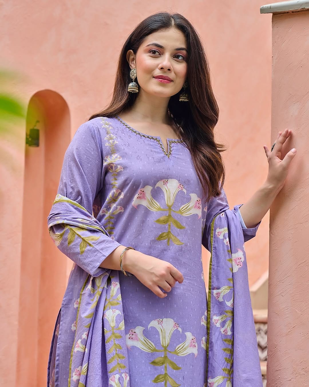 Lavender Premium Soft Lilac Cotton Kurti
