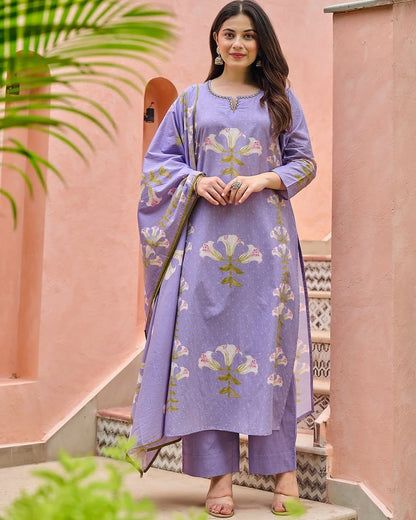 Lavender Premium Soft Lilac Cotton Kurti