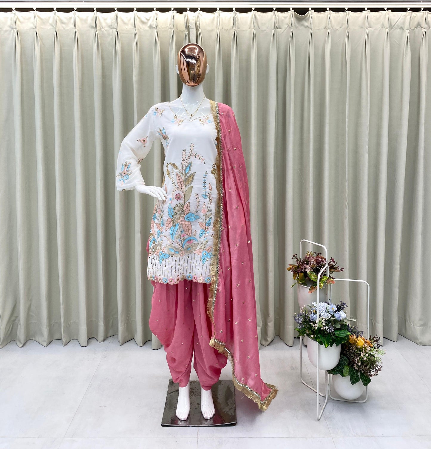 Off White Elegant Sequins Salwar Suit