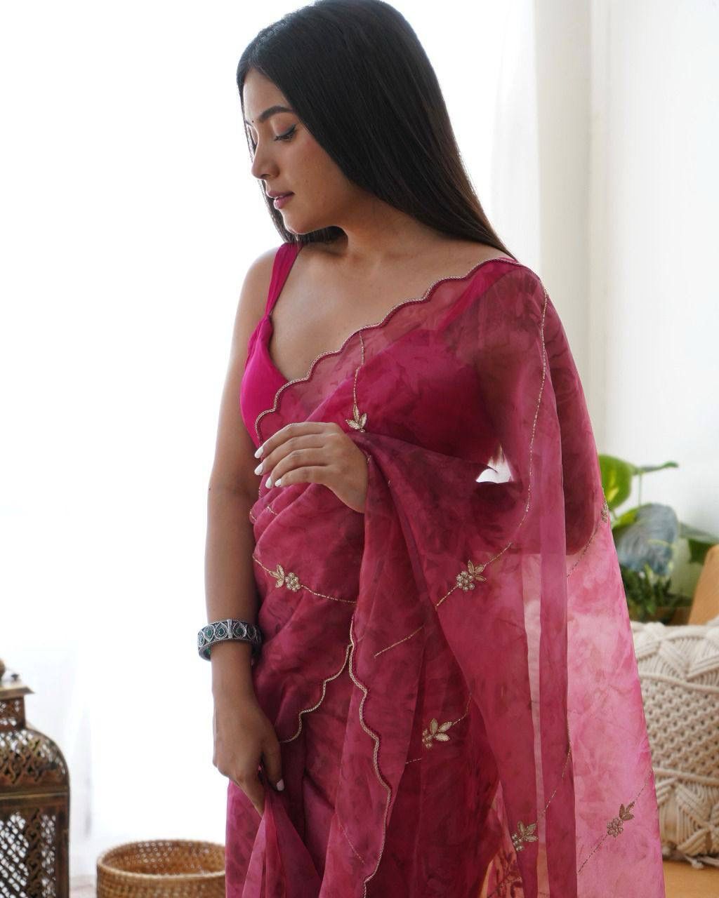 Pink Premium Mono Banglori Saree