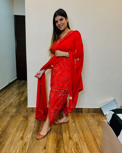 Red Pure Premium Rayon Wedding Kurti