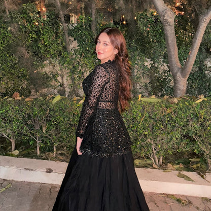 Black Embroidery with Sequins Wedding Lehenga