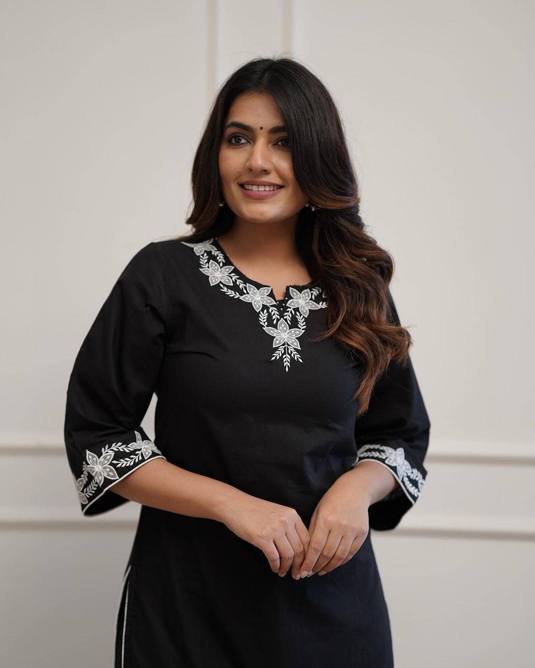 Black Classic Embroidered Kurti Plazo