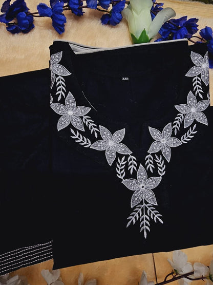 Black Classic Embroidered Kurti Plazo