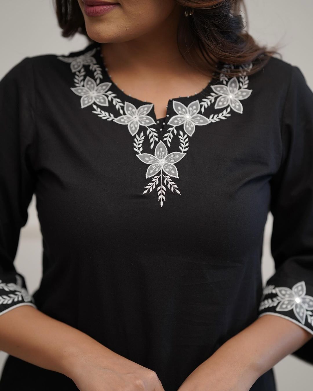 Black Classic Embroidered Kurti Plazo