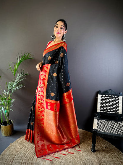 Black Trending Soft Banarasi Saree