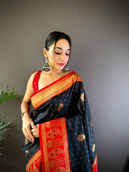 Black Trending Soft Banarasi Saree