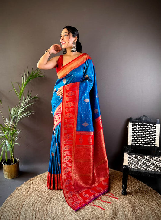 Royal Blue Pure Soft Banarasi Silk