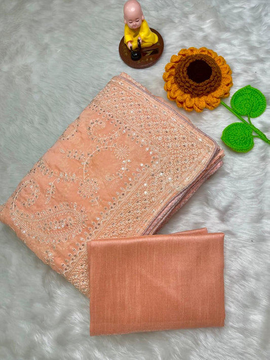 Orange Trending Organza Silk Saree