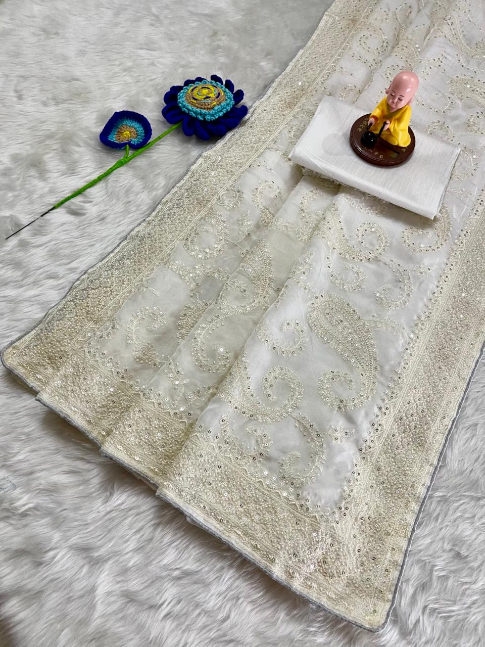 Off White Premium Silk Saree