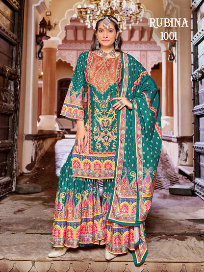 Turquoise Pure Printed Pakistani Suit