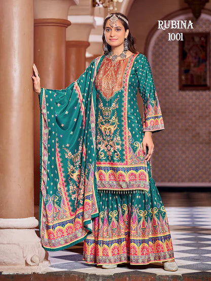 Turquoise Pure Printed Pakistani Suit
