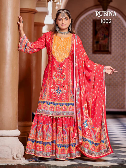 Pink Beautiful Crape Silk Pakistani Suit