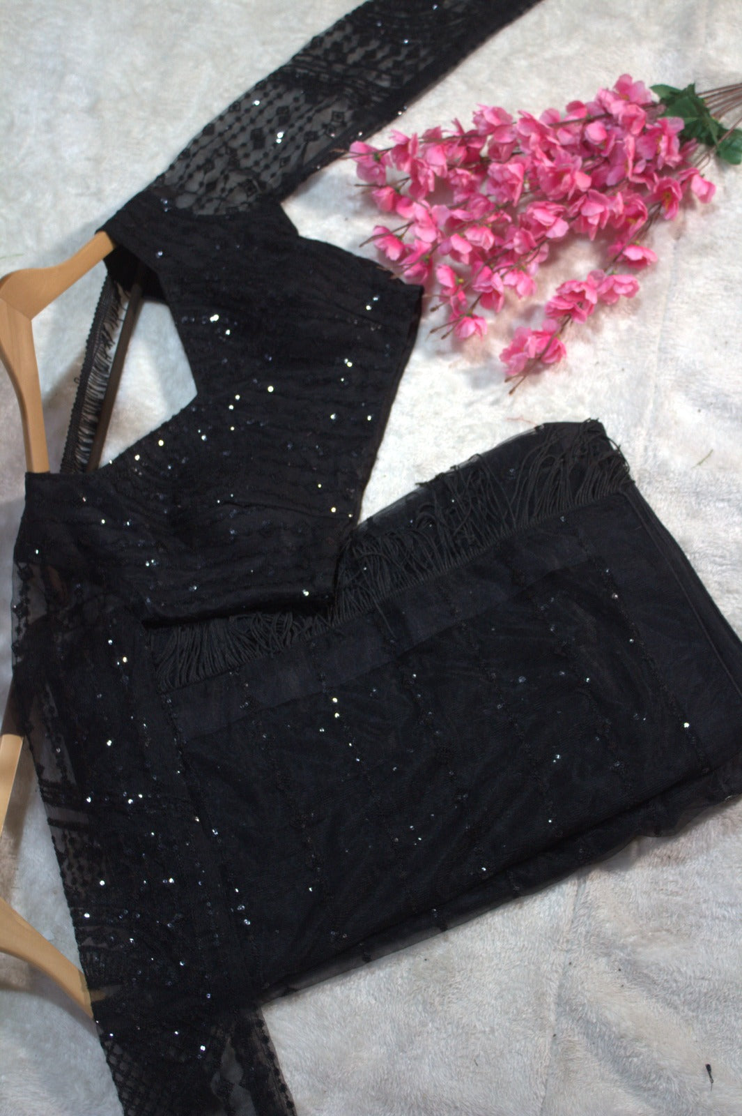 Black Soft Mono Net Saree