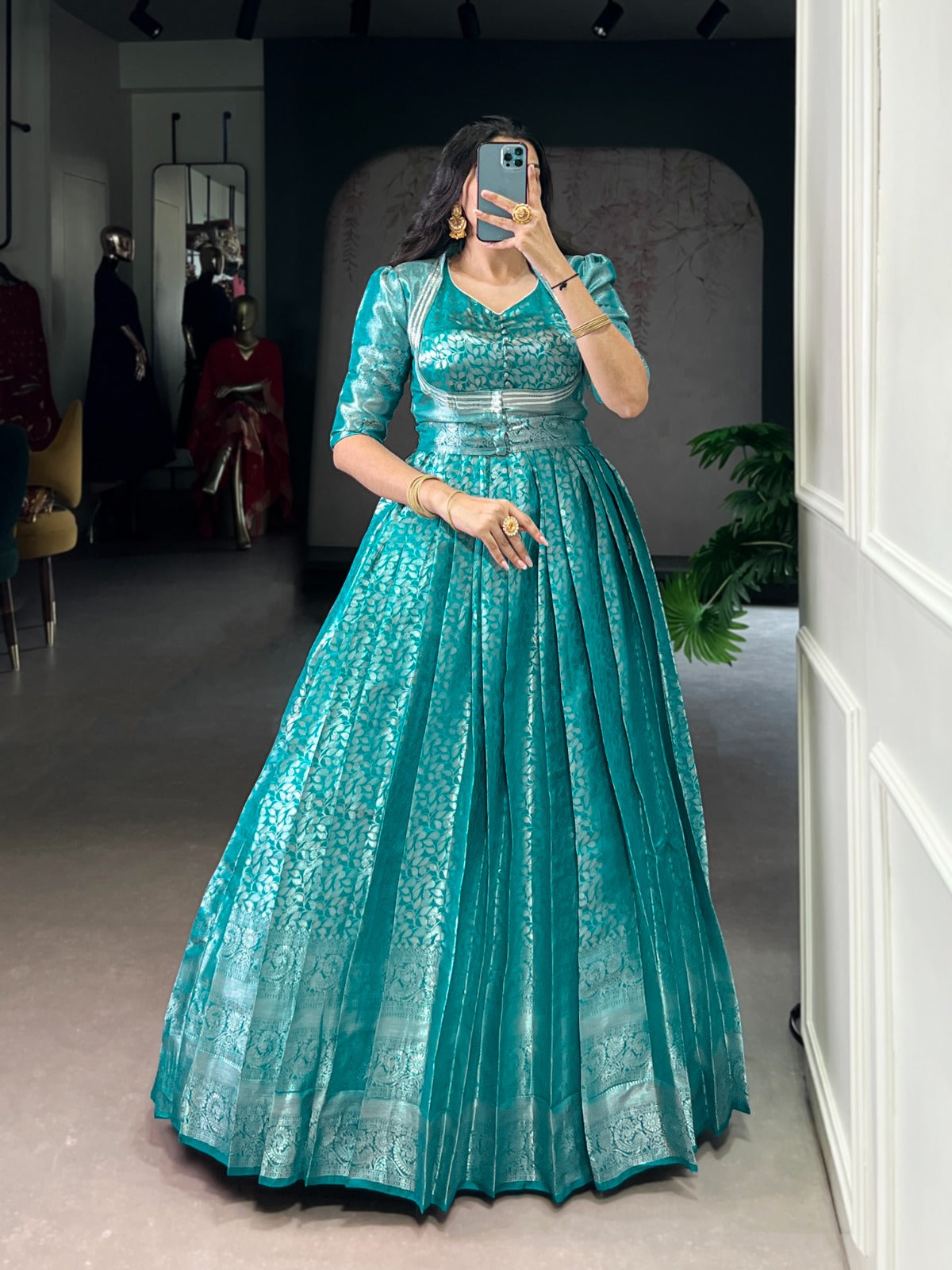 Sky Blue Pure Kanjivaram Gown
