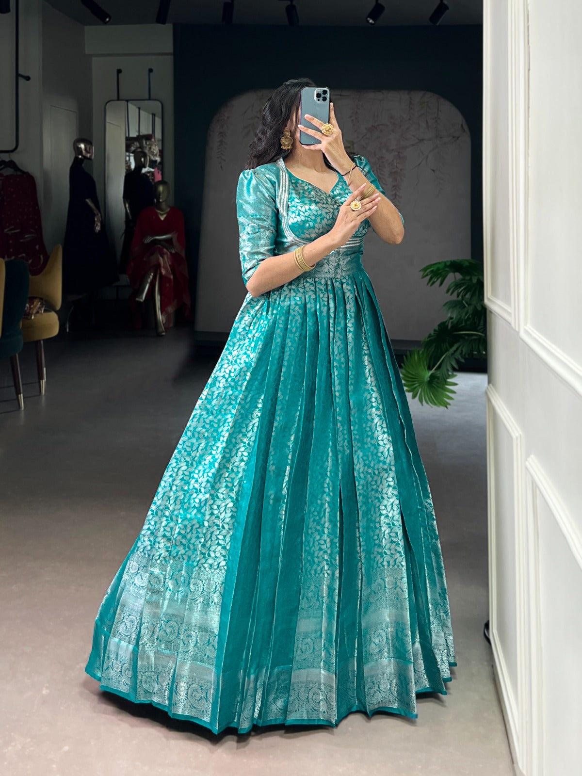 Sky Blue Pure Kanjivaram Gown