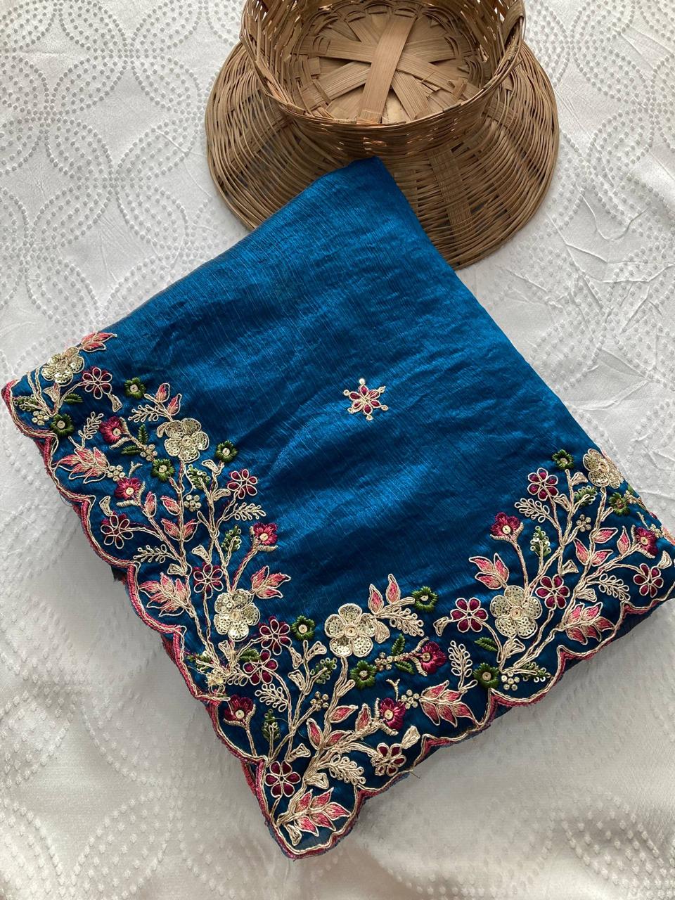 Midnight Blue Soft Fendy Chiffon Saree