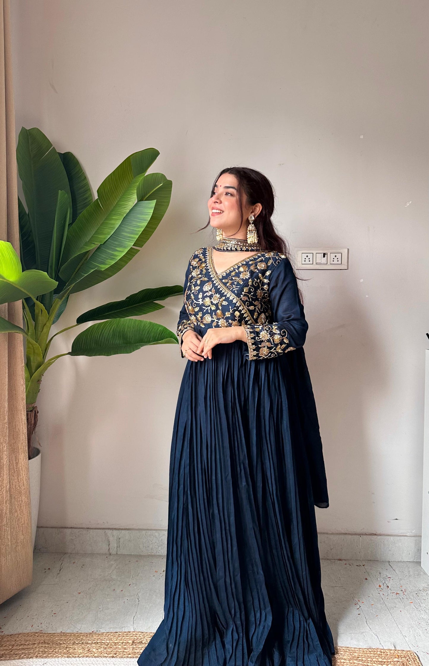 Dard Blue Blooming Vichitra Festival Kurti