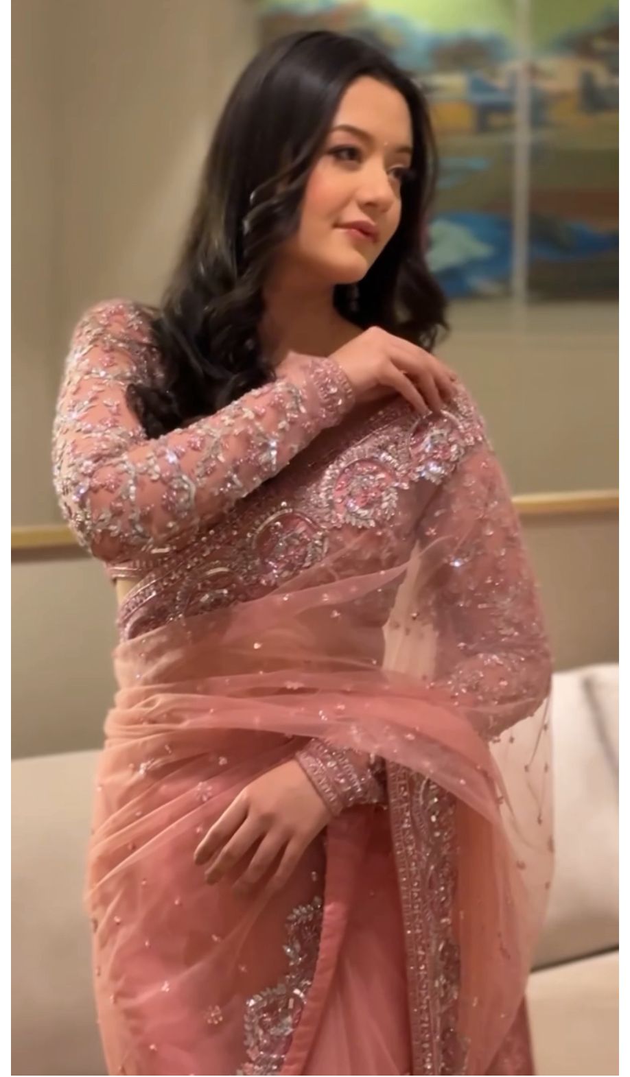 Peach Premium Butterfly Saree