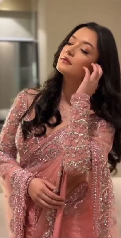 Peach Premium Butterfly Saree