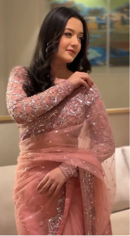 Peach Premium Butterfly Saree