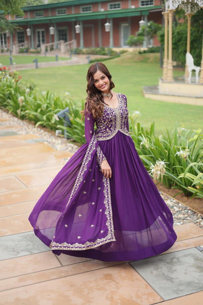 Purple Premium Readymade Wedding Gown
