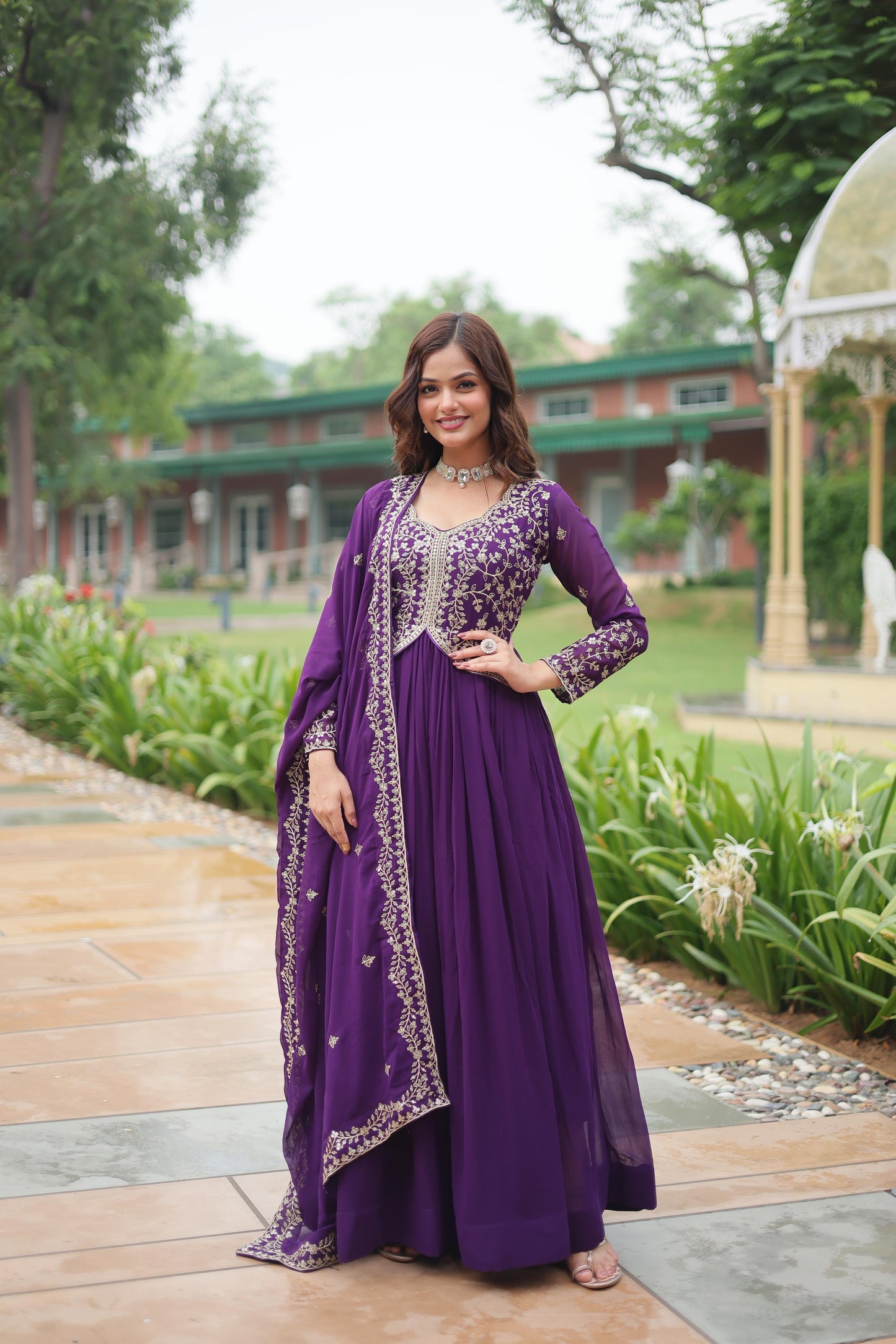 Purple Premium Readymade Wedding Gown