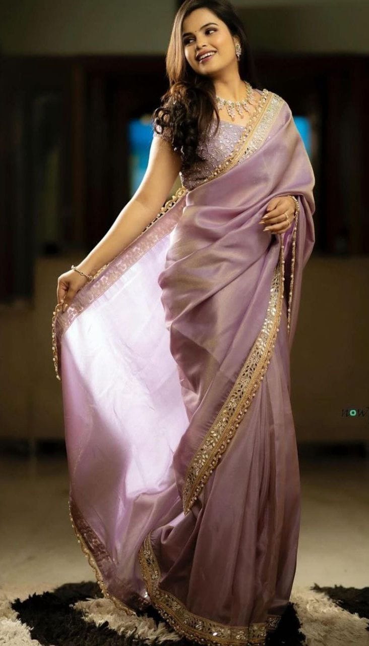 Purple Tissue Silk Fabric Saree