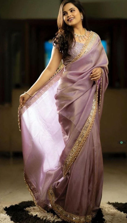 Purple Tissue Silk Fabric Saree