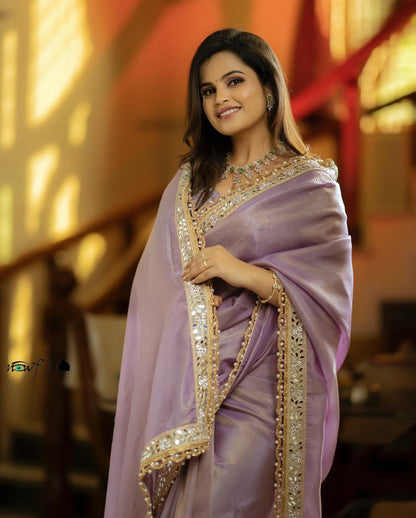 Purple Tissue Silk Fabric Saree