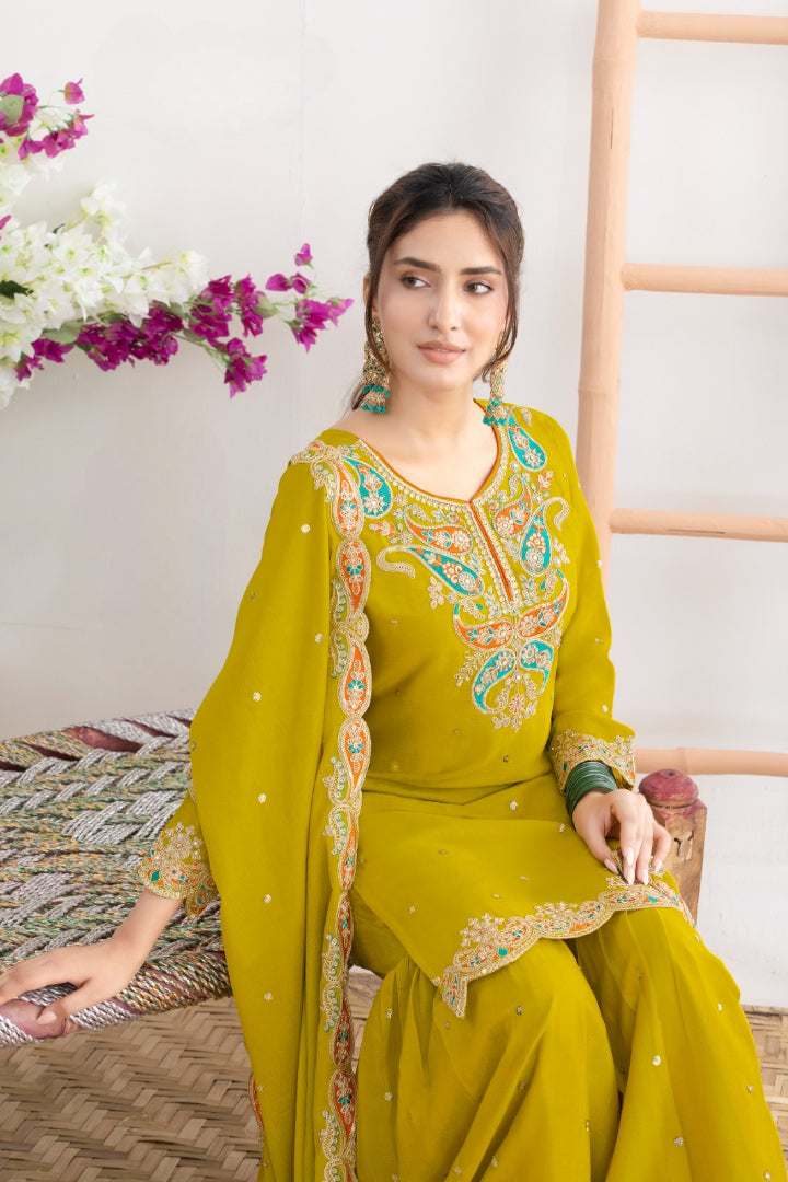 Mustard Premium Chinnon Elegant Top