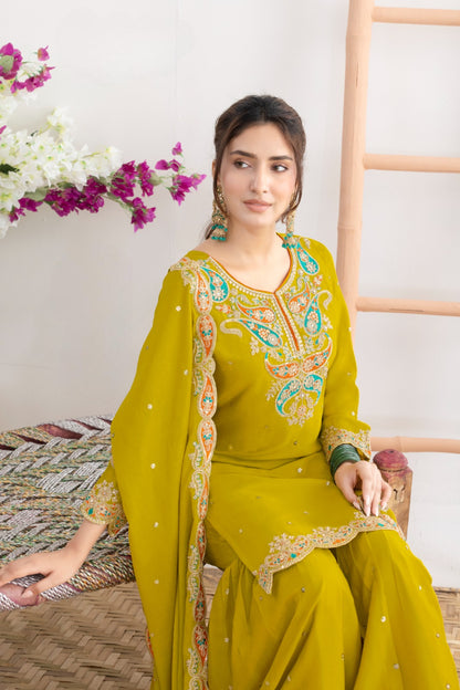 Mustard Premium Chinnon Elegant Top