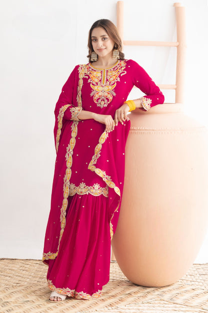 Pink Beautiful Traditional Sharara Top