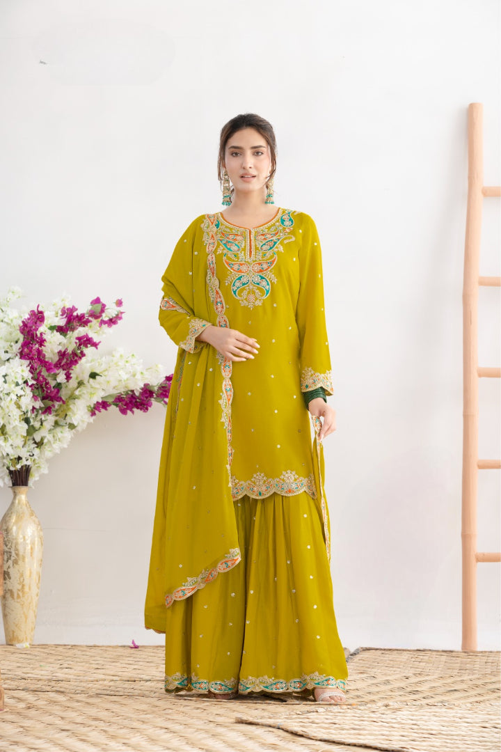 Mustard Premium Chinnon Elegant Top