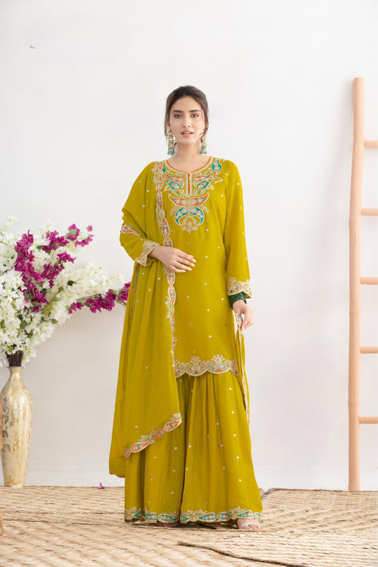 Mustard Premium Chinnon Elegant Top