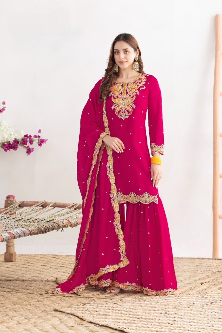 Pink Beautiful Traditional Sharara Top