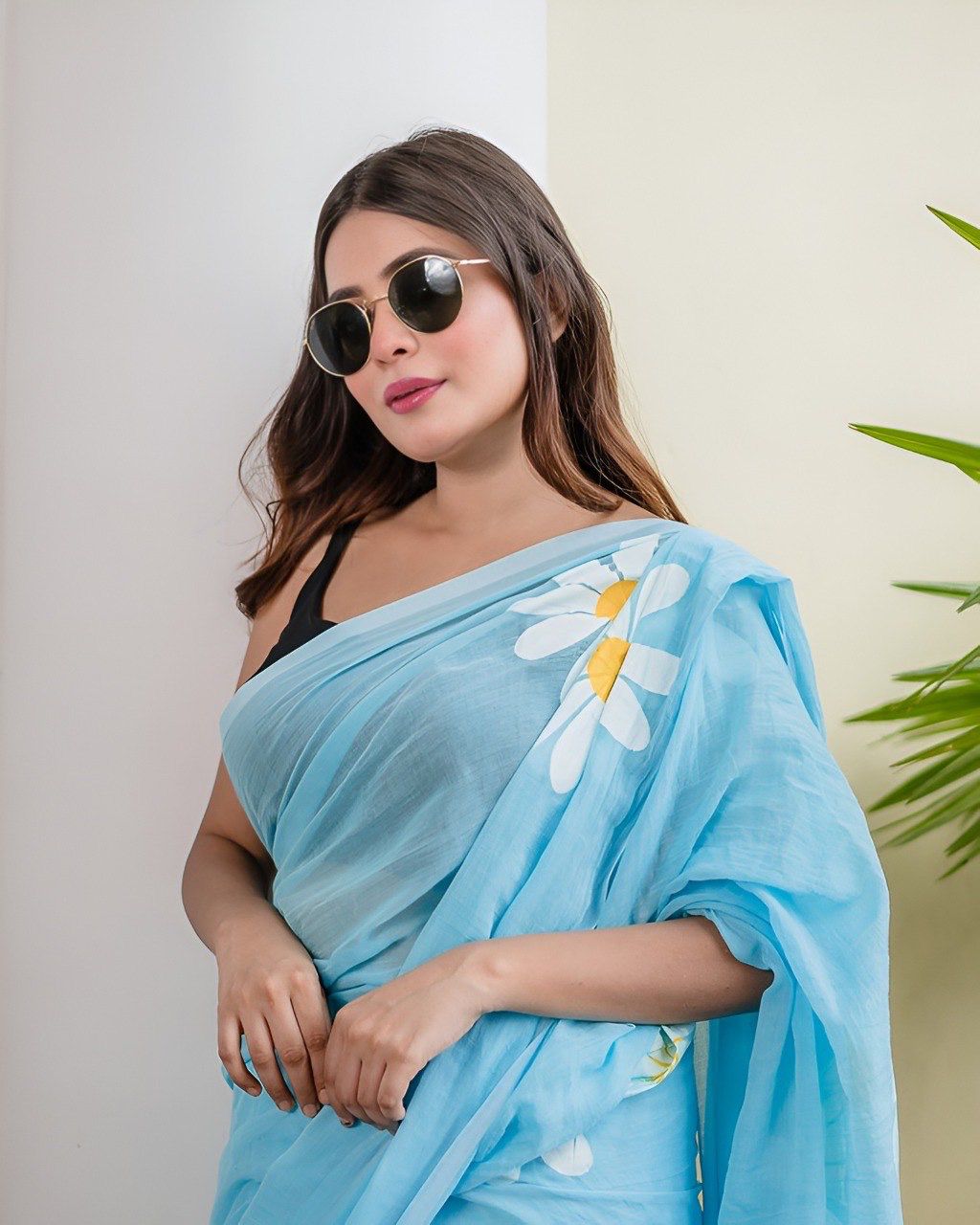 Blue Premium Pure Cotton Saree