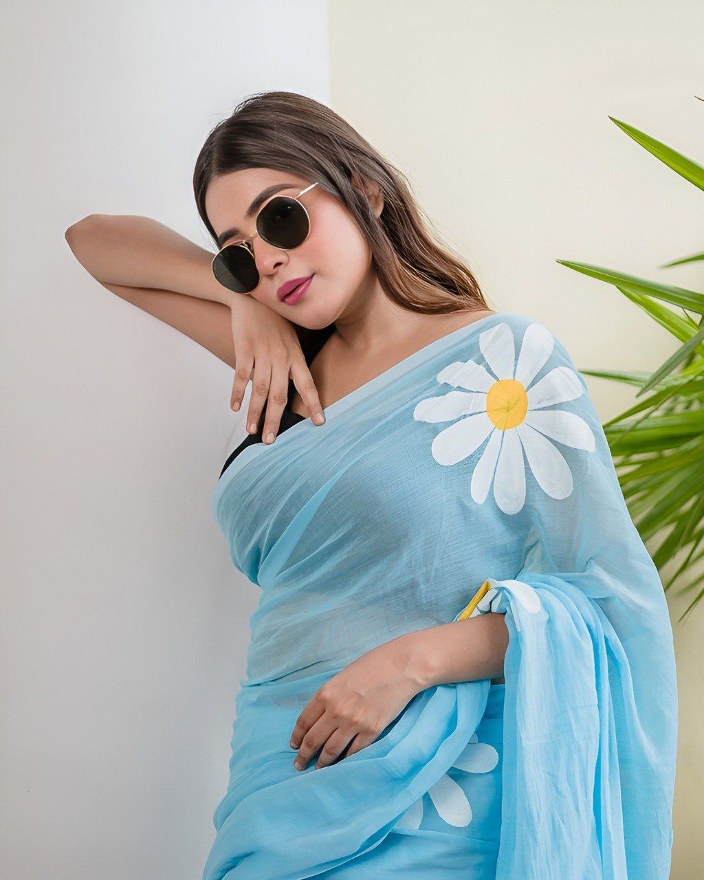 Blue Premium Pure Cotton Saree