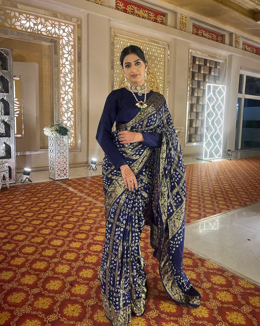 Nevy Blue Traditional Silk Saree