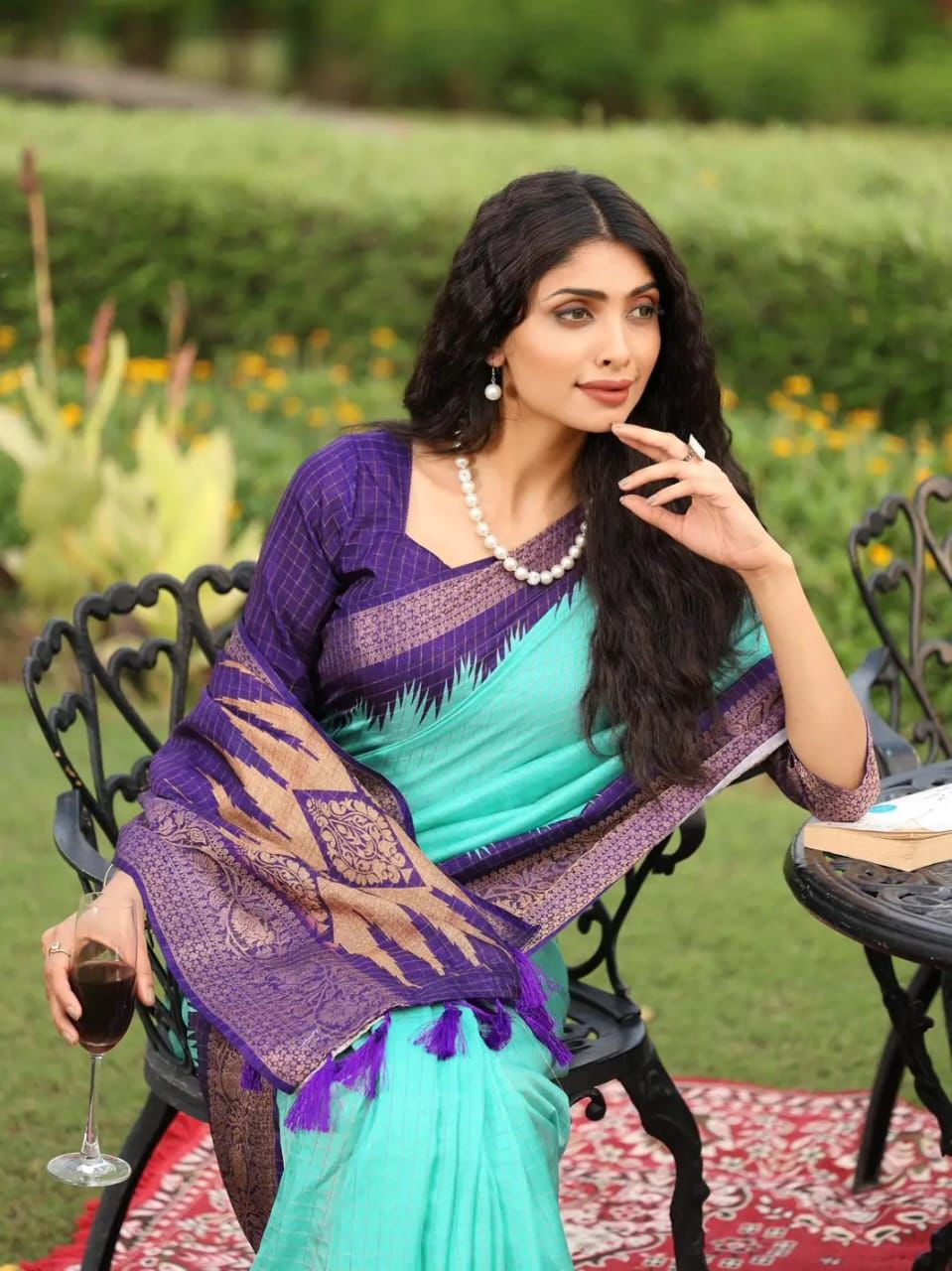 Sky Blue Soft Dola Silk Saree