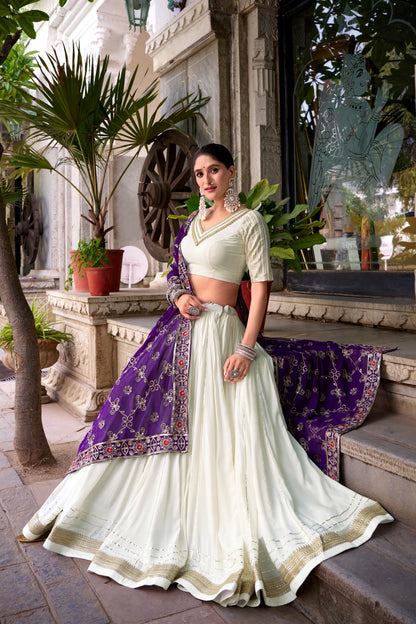 White Pure Rayon Elegants Lehenga