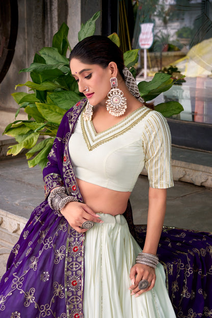 White Pure Rayon Elegants Lehenga