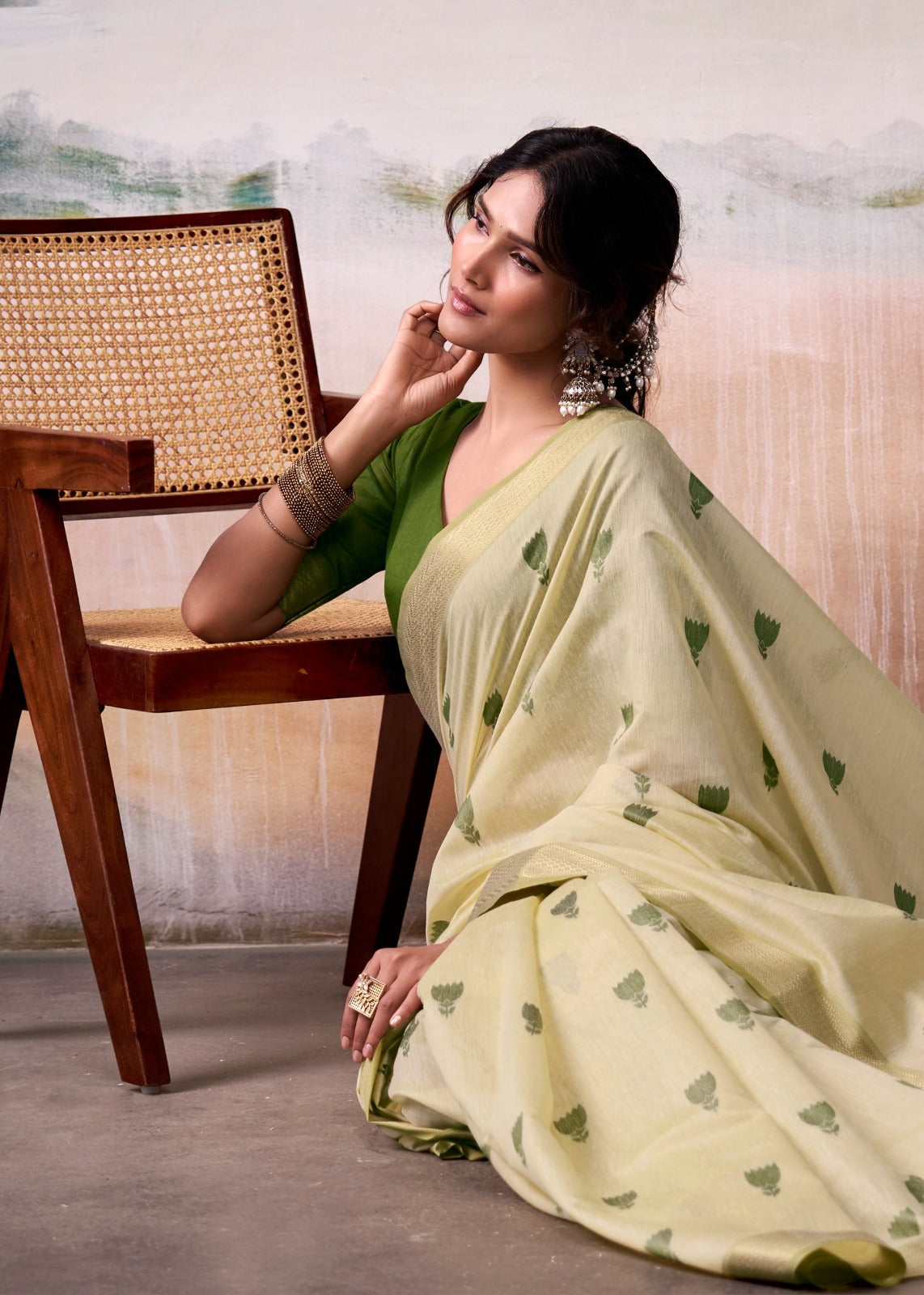 Green Premium Modal Cotton Saree