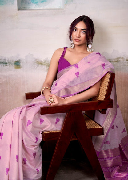 Pink Modal Cotton Designer Saree