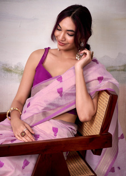Pink Modal Cotton Designer Saree