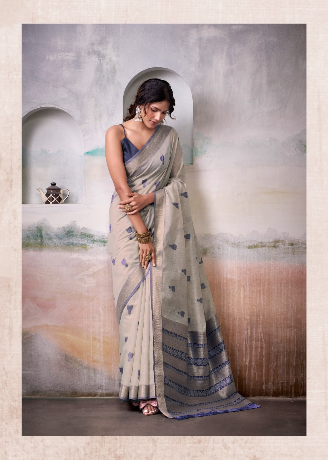 Purple Elegant Zari Work Premium Look Saree