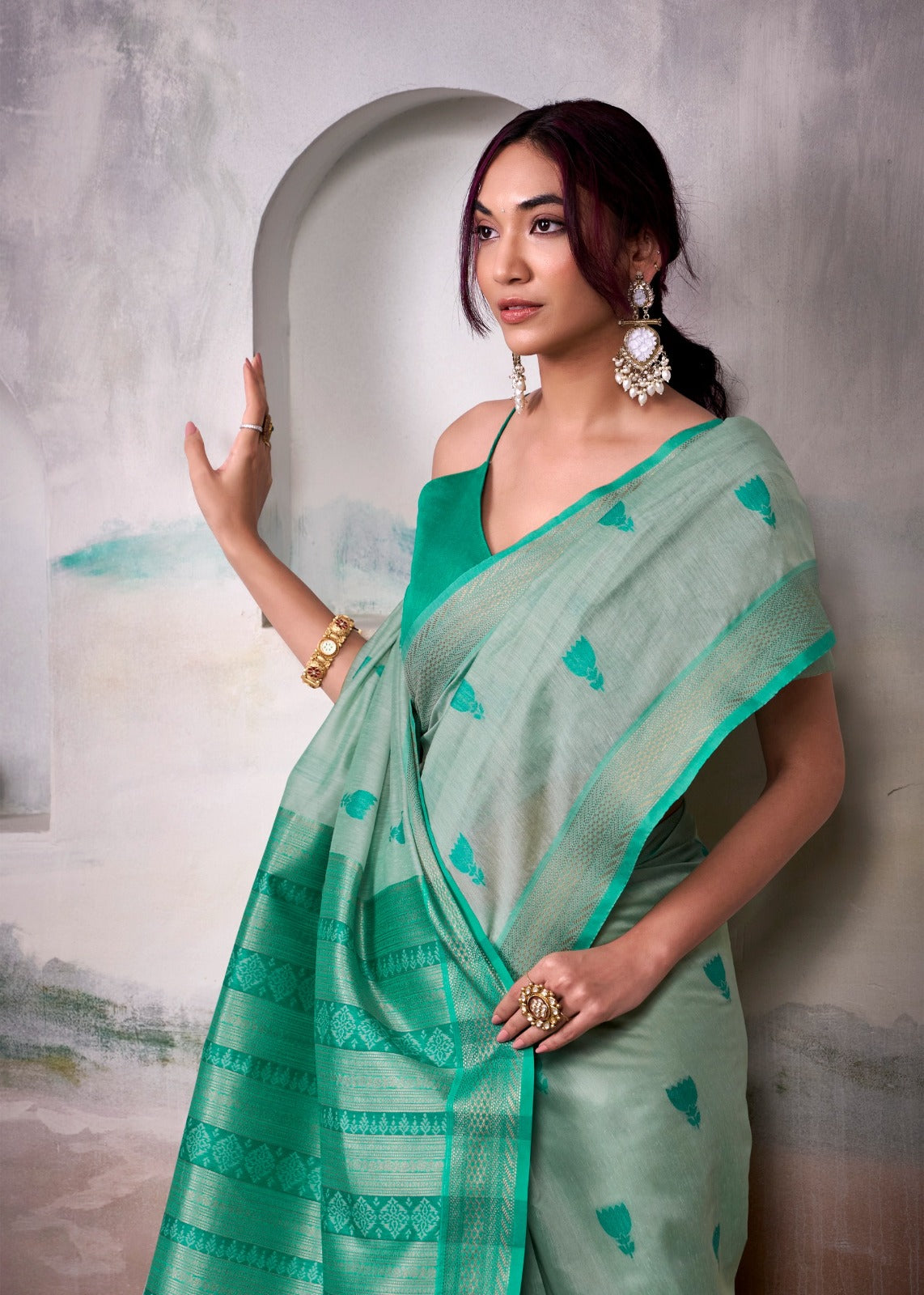 Blue Aqua Heavy Designer Saree