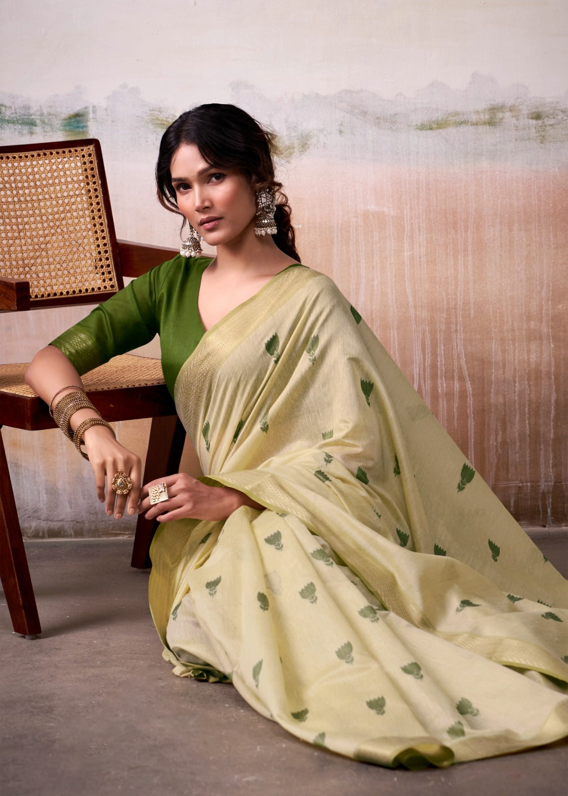 Green Premium Modal Cotton Saree