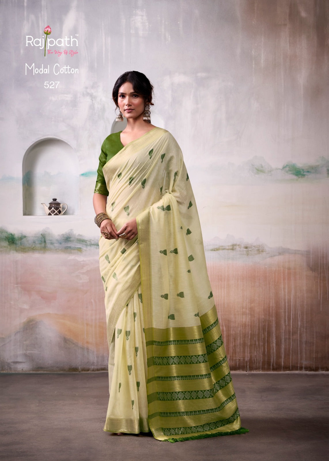 Green Premium Modal Cotton Saree